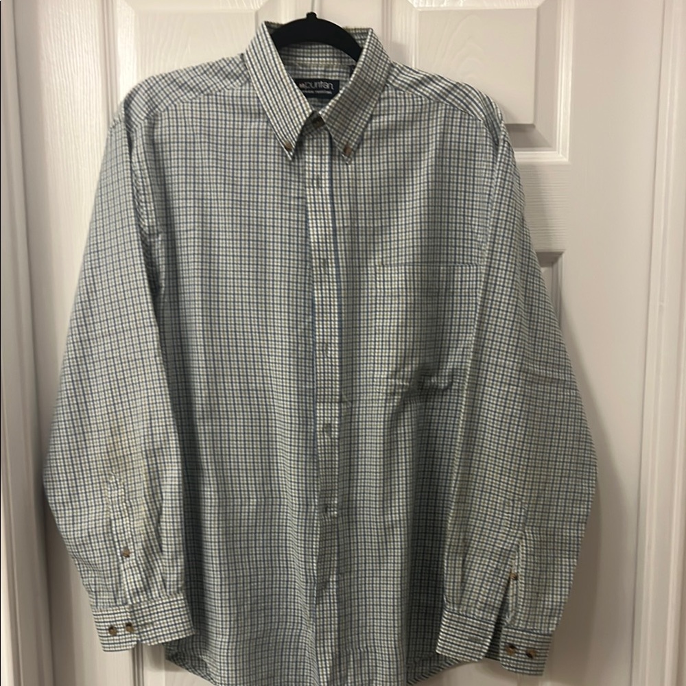 Puritan Green, Blue & White Casual Button Down Shirt